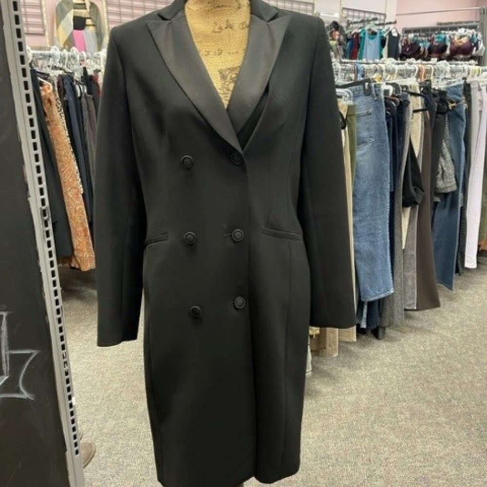 Black Button-Up Coat Anne Klein
